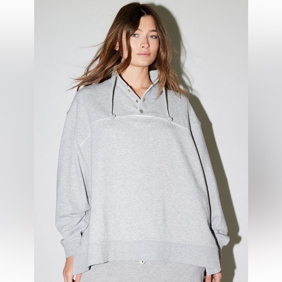 Urban Outfitters Out From Under Belmar Henley Popover Grey Sweatshirt Size XS - Picture 6 of 9